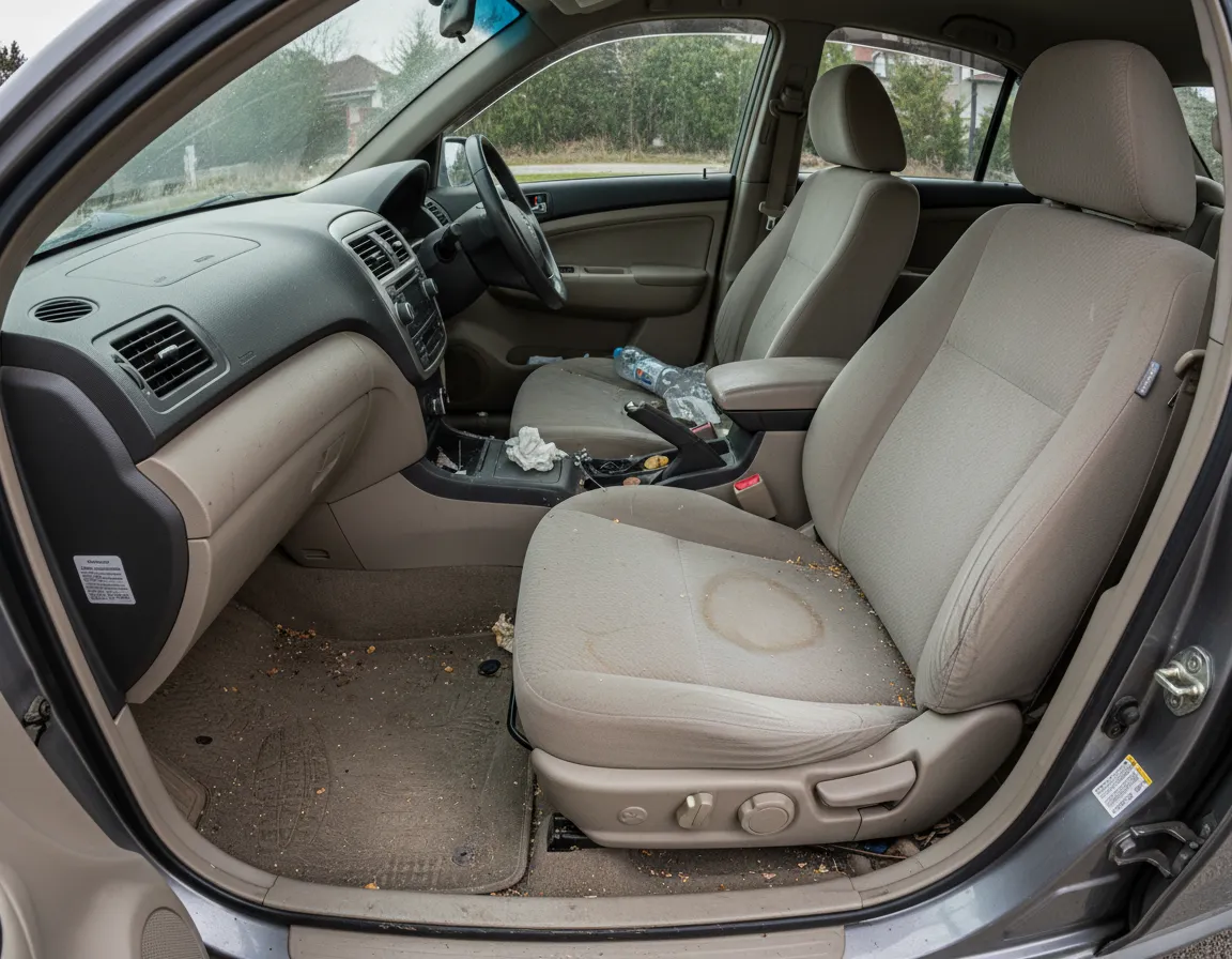 Car interior before detailing