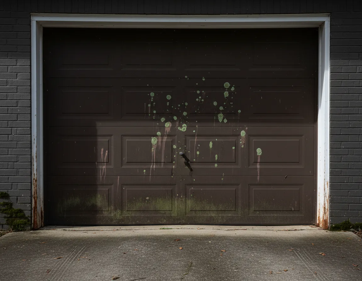 Garage door before cleaning