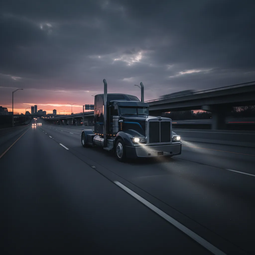 Semi truck driving efficiently on a major freight corridor