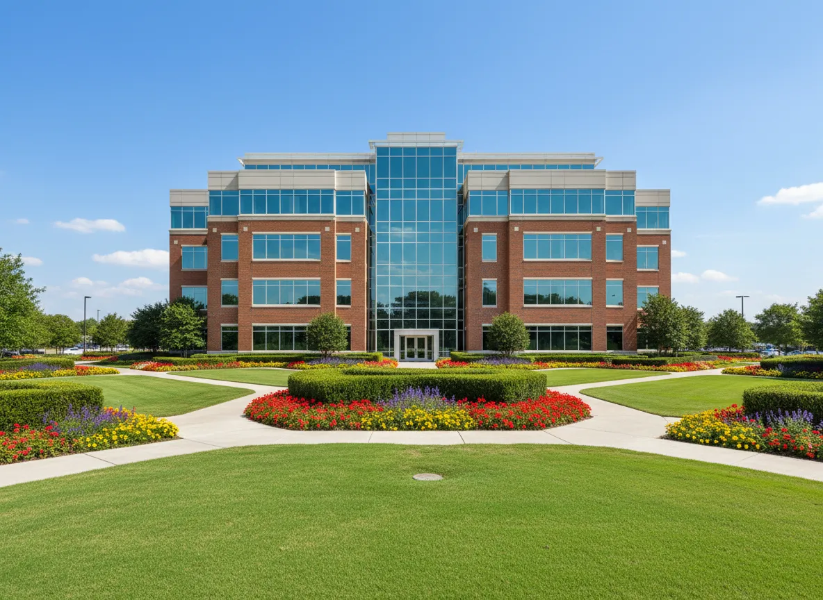 Office campus landscaping maintained by BGI Services