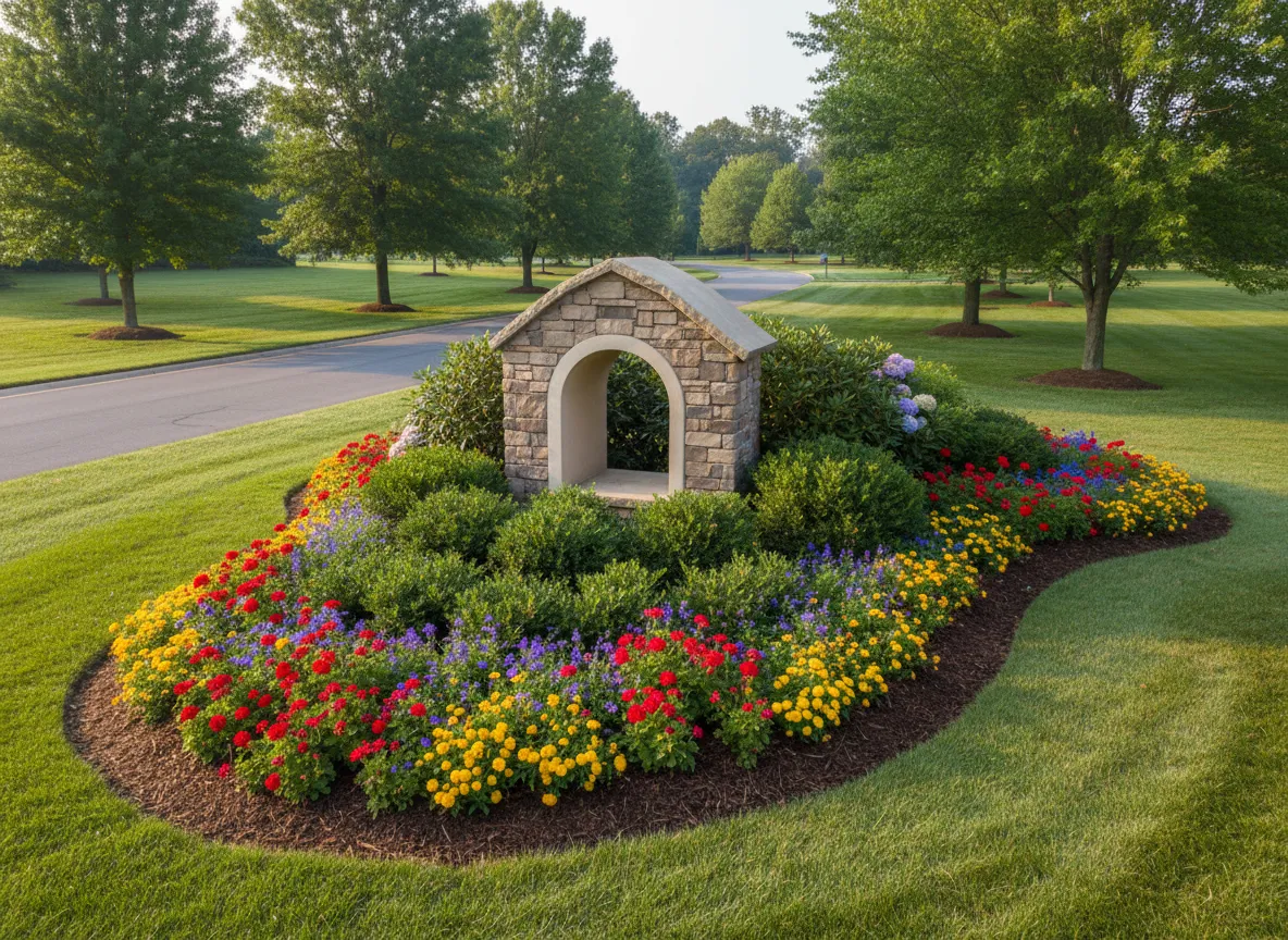 HOA entrance and common areas maintained by BGI Services