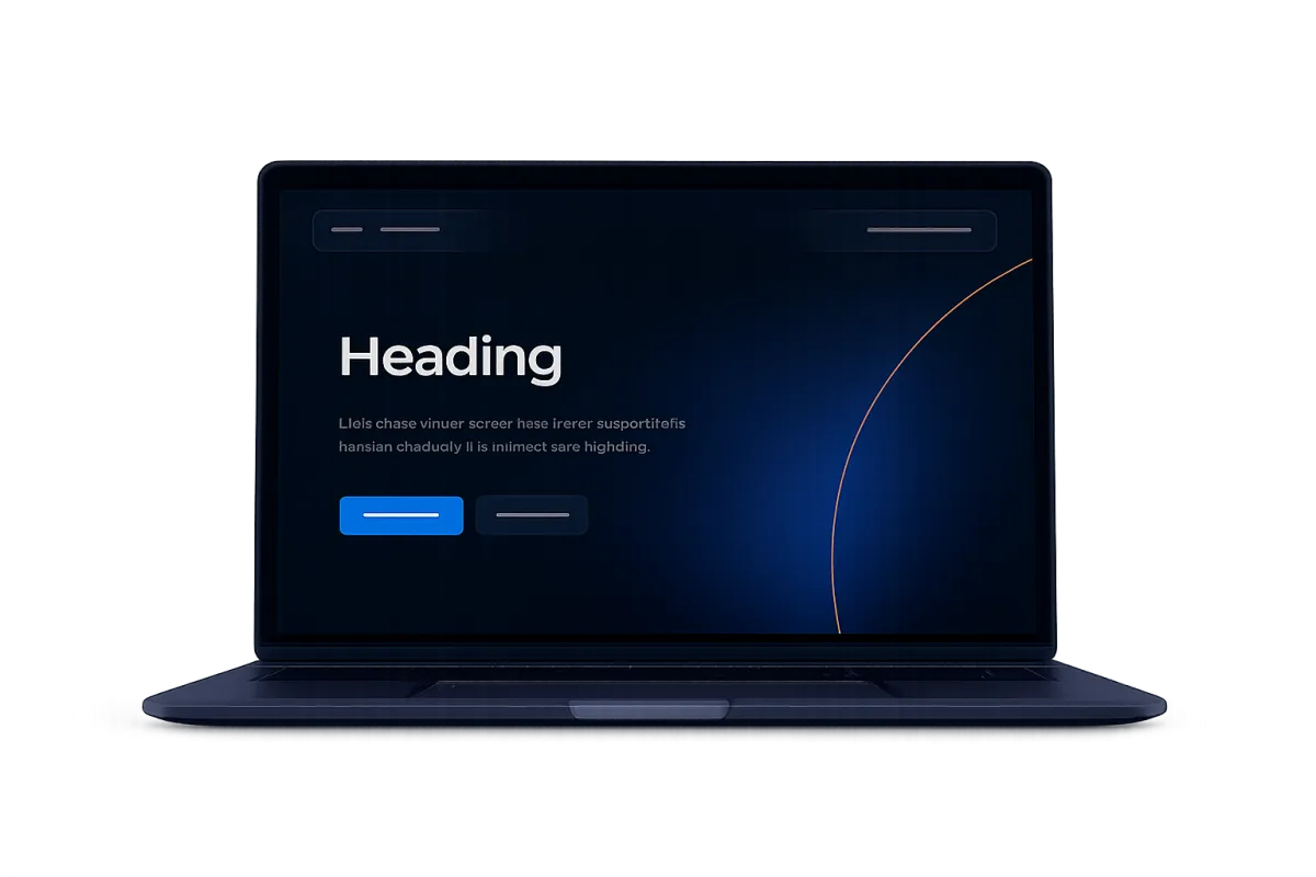 Laptop mockup displaying a clean modern website design