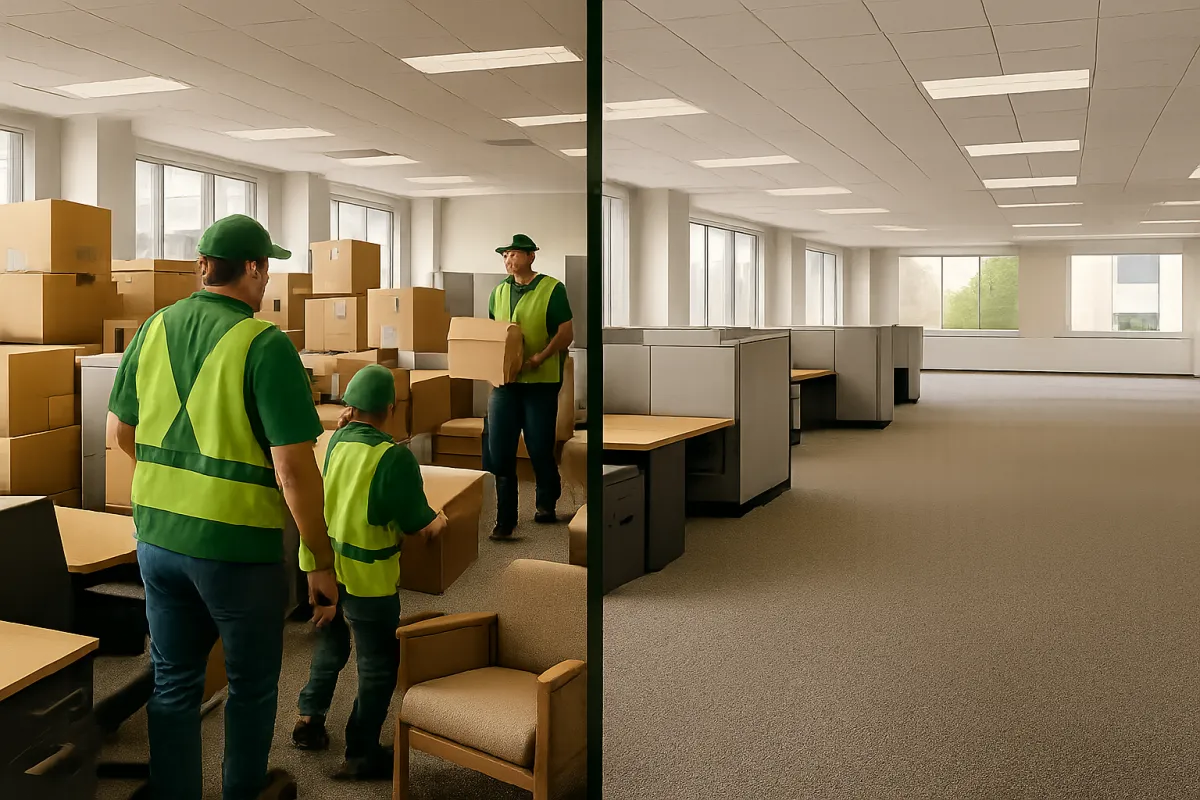 Commercial office cleanout before and after