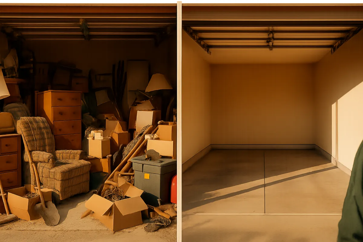 Garage cleanout before and after