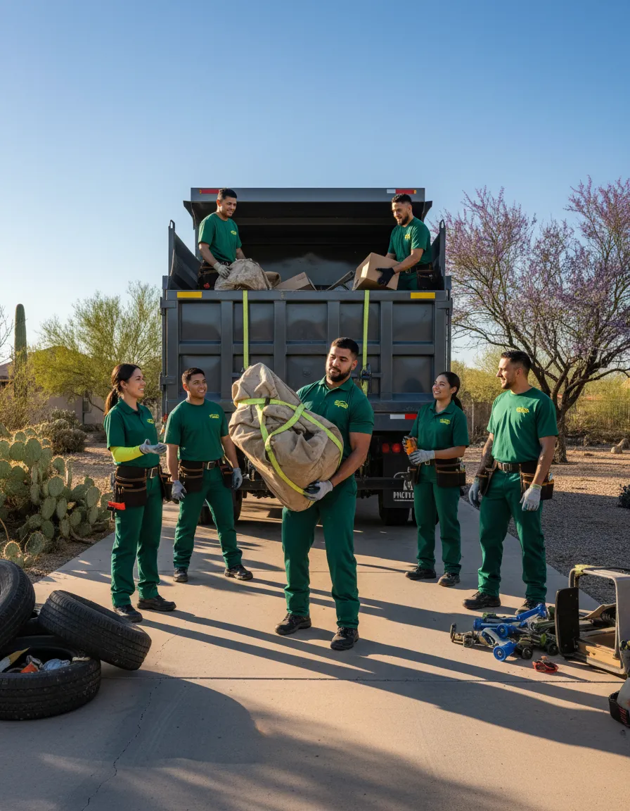 Desert Junk Haulers team loading a truck responsibly
