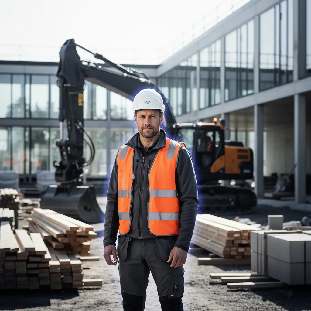 Seth Morgan Nilsson på en byggarbetsplats