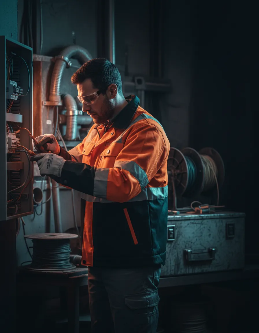 Tradesperson working efficiently on tools while system handles leads