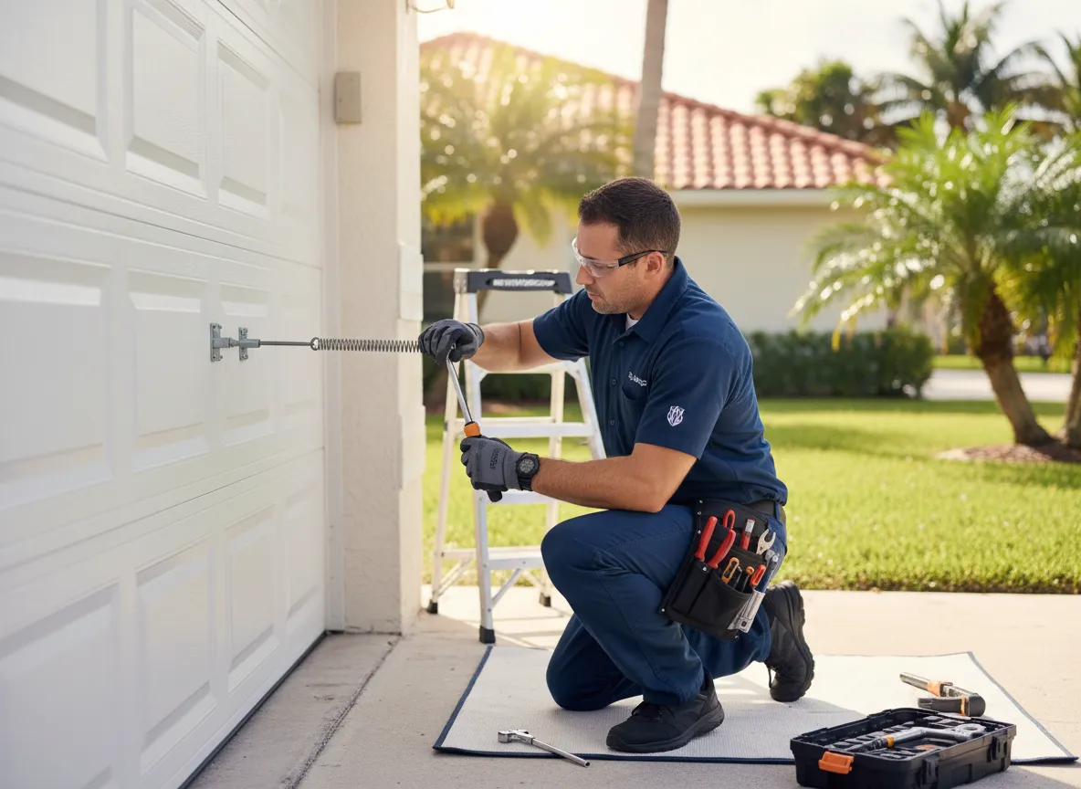 Professional garage door technician in Miami