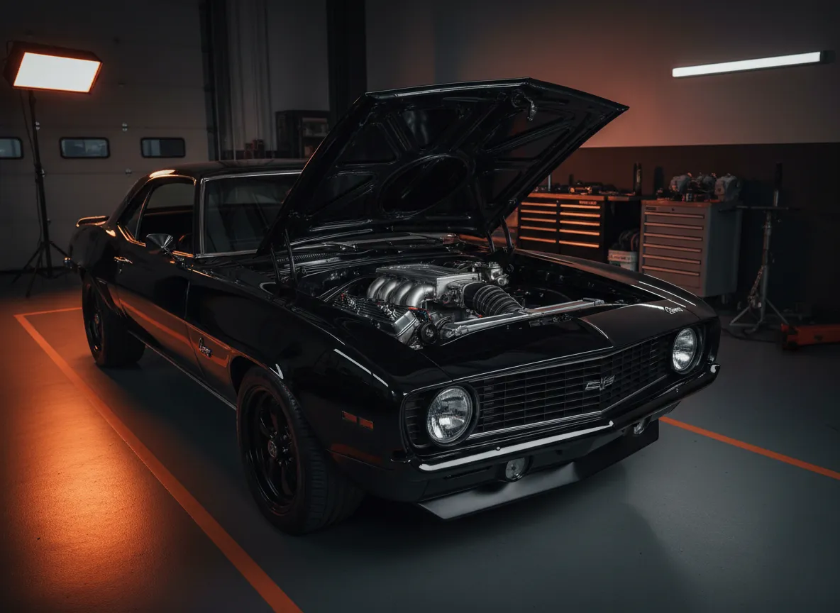 Classic Camaro with modern LS swap in Beertech bay