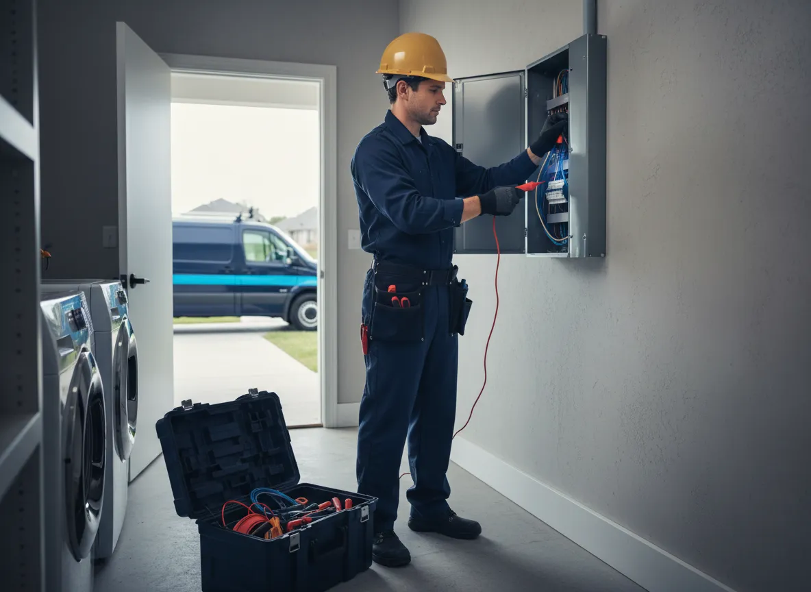 Professional electrician on-site