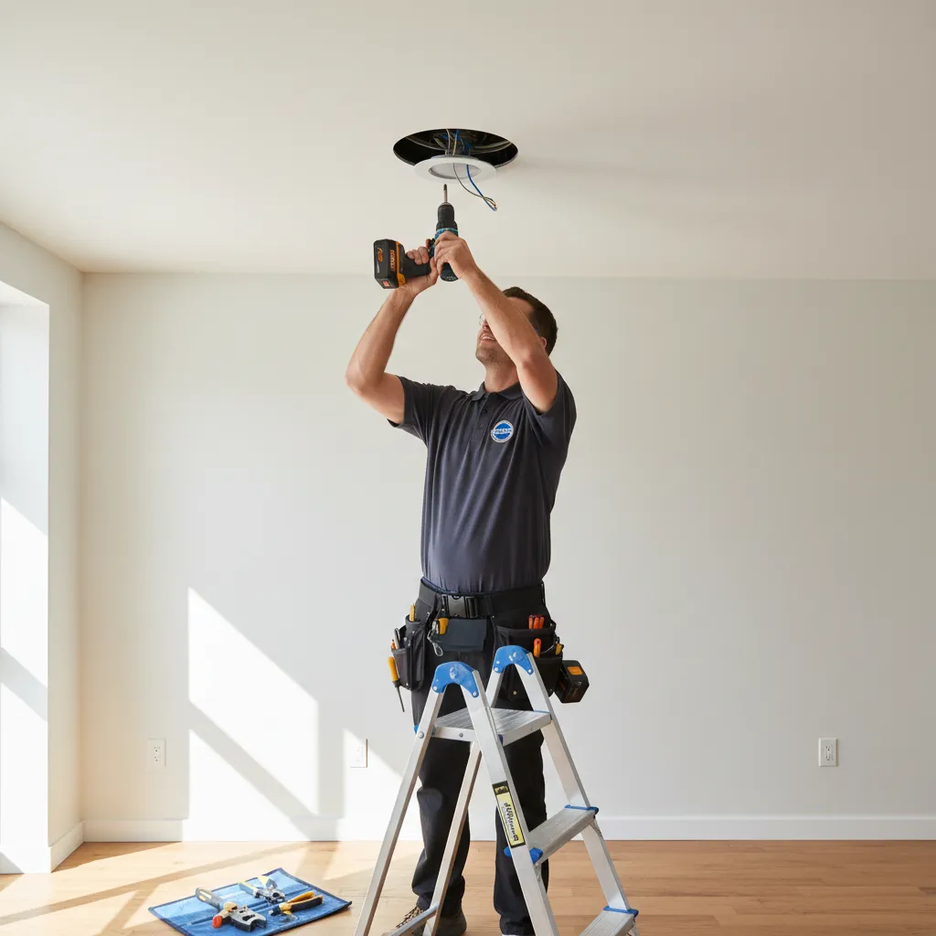 Electrician working on-site