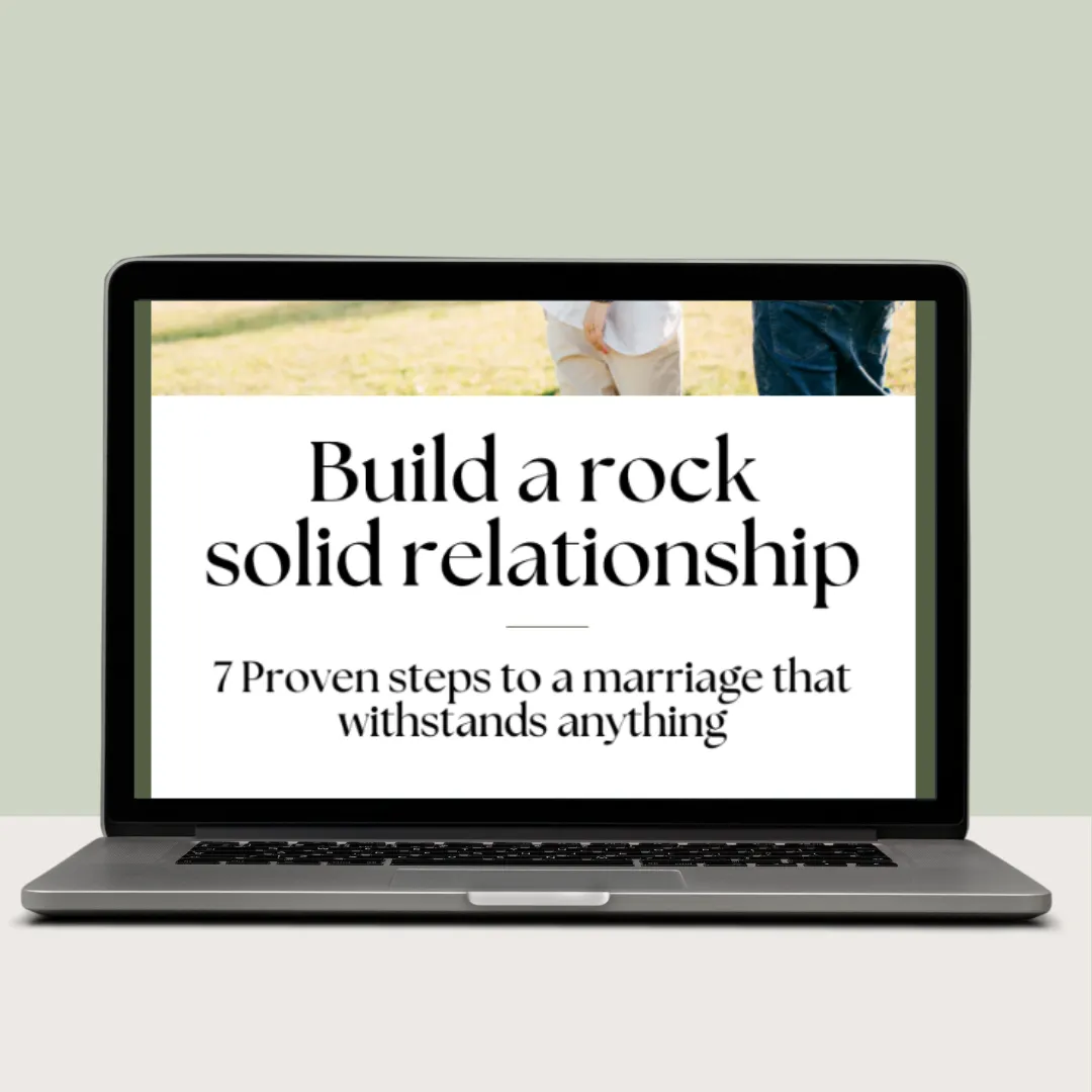 Laptop displaying rock solid relationship guide