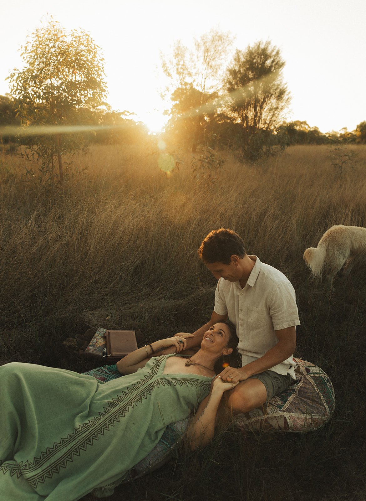 Couple sitting outdoors