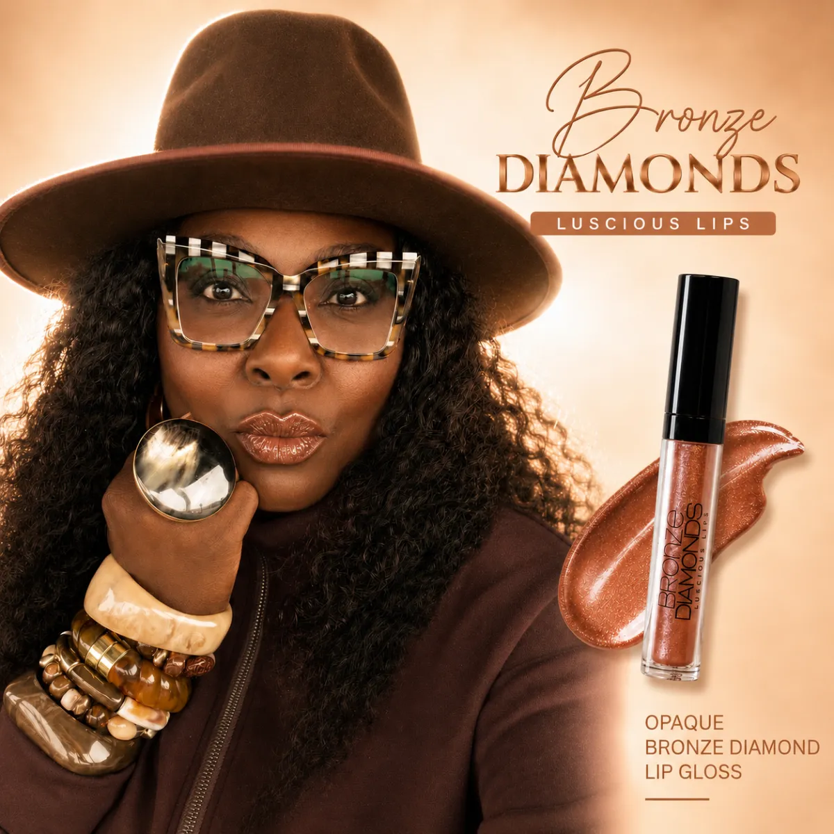 Client wearing Opaque Bronze Diamond