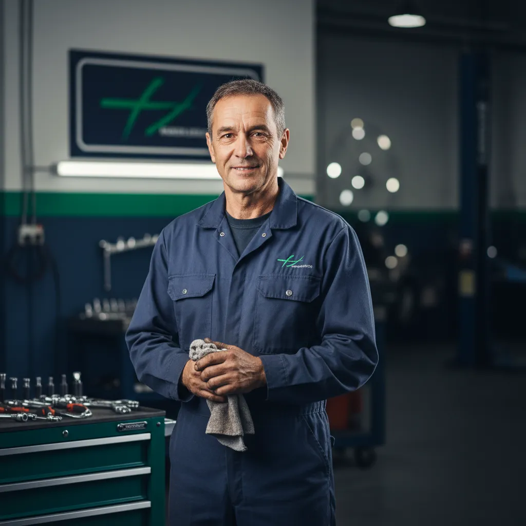Mechanic working in garage representing accident protection