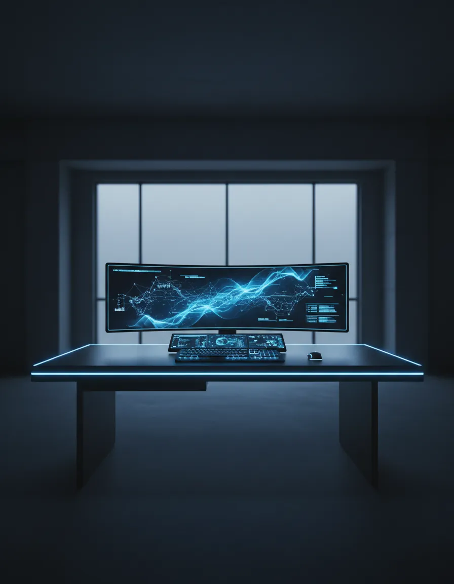 Sleek, modern technical dashboard indicating business scale and workflow automation