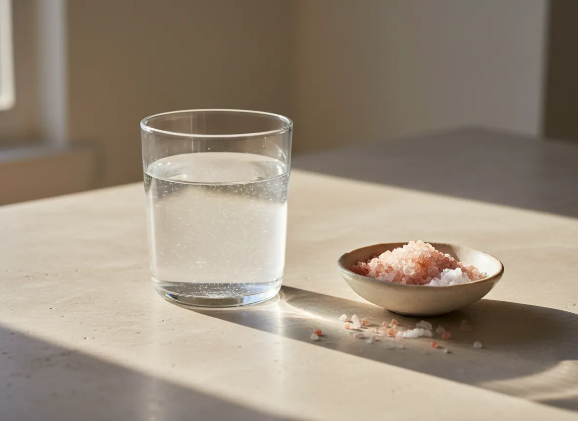 Glass of water with minerals and soft natural light