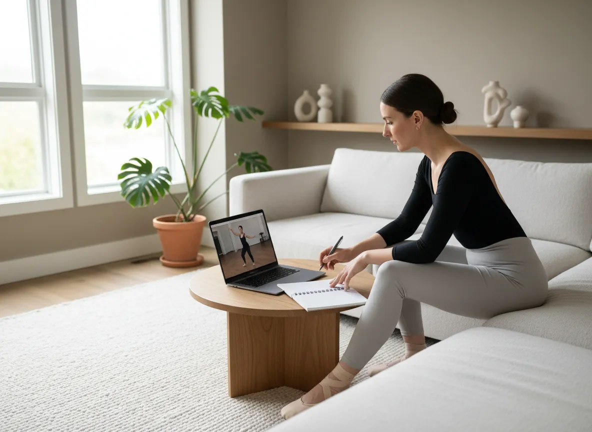 Artist taking an online dance training course