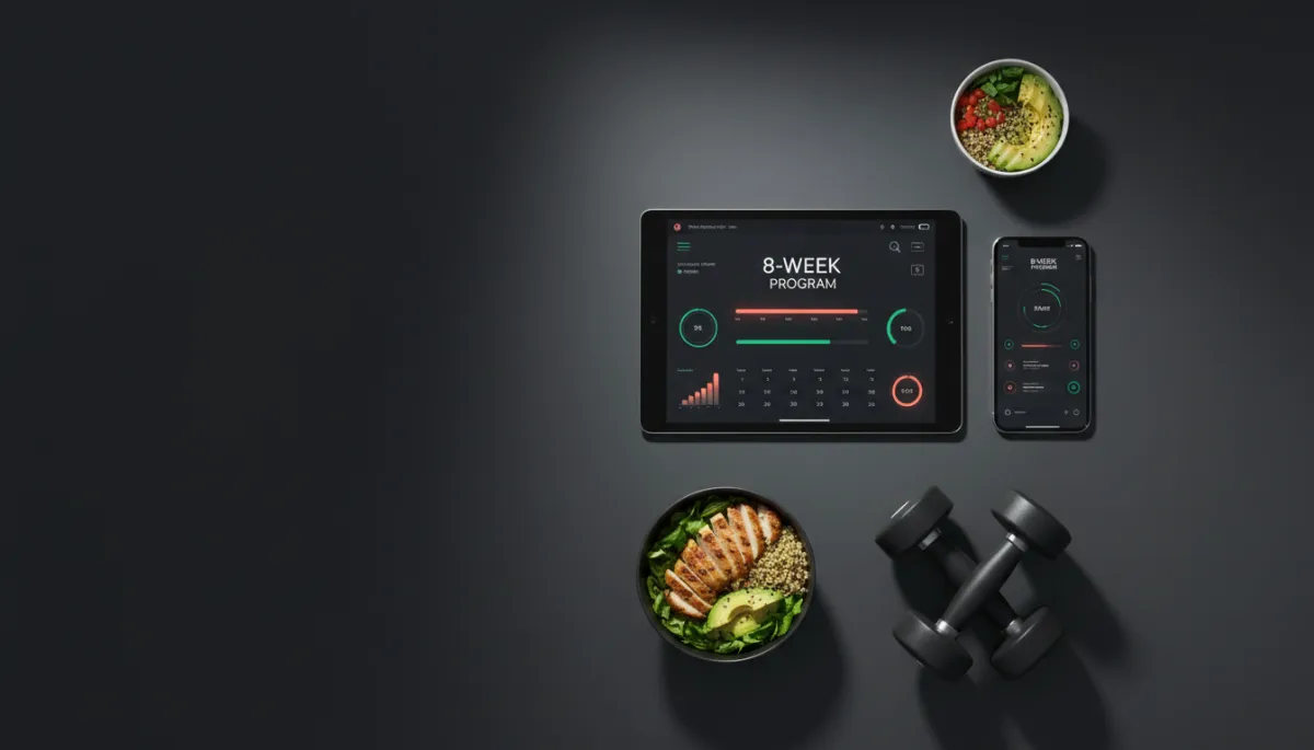 LeanBody transformation program interface and healthy lifestyle mockup
