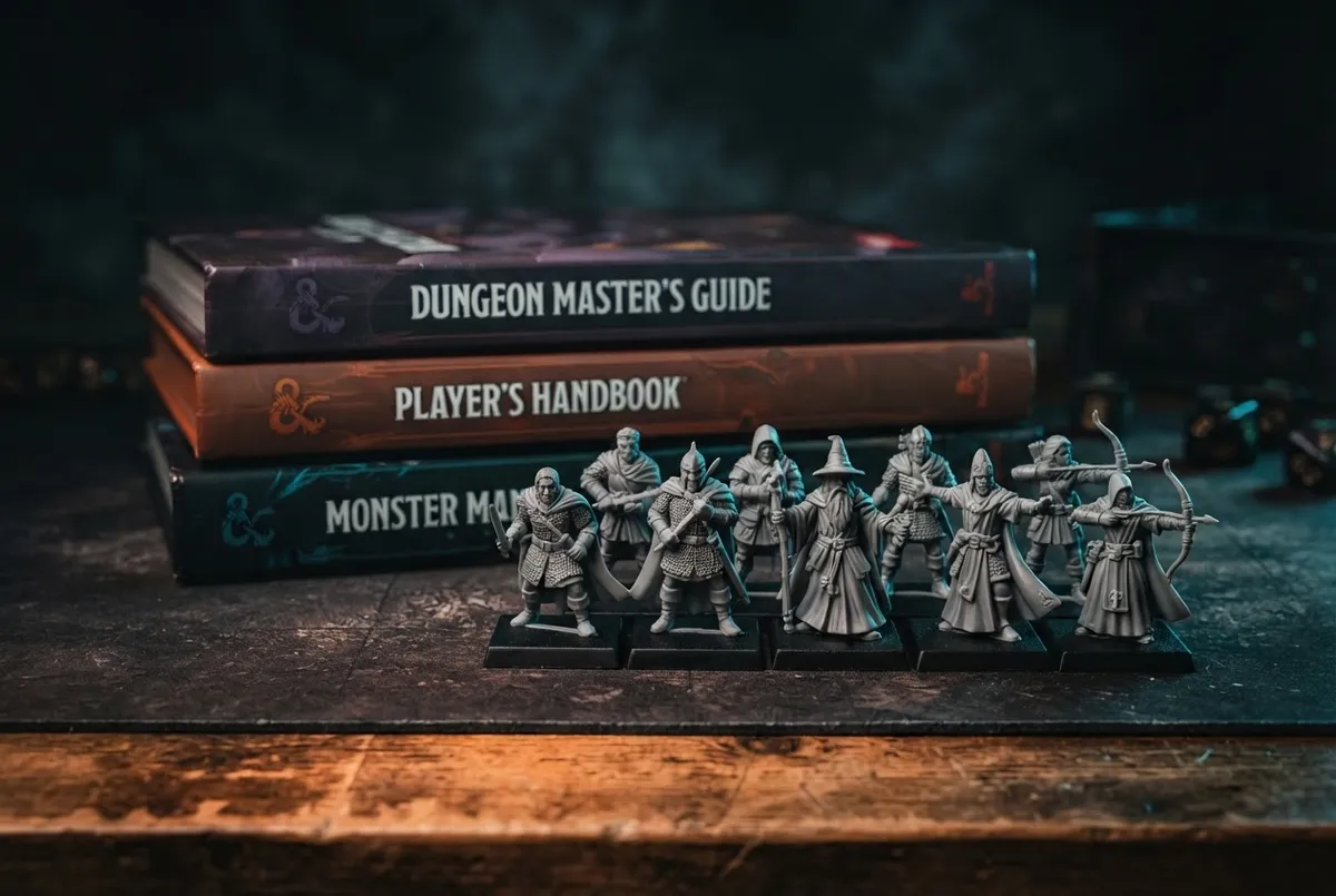 Core Rulebooks and unpainted multi-part miniatures pack inside the loot box