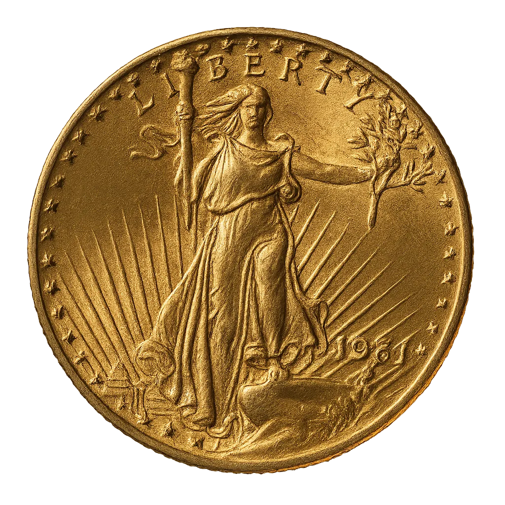 High-resolution close-up of Pre-1933 Gold coin with dramatic side-lighting