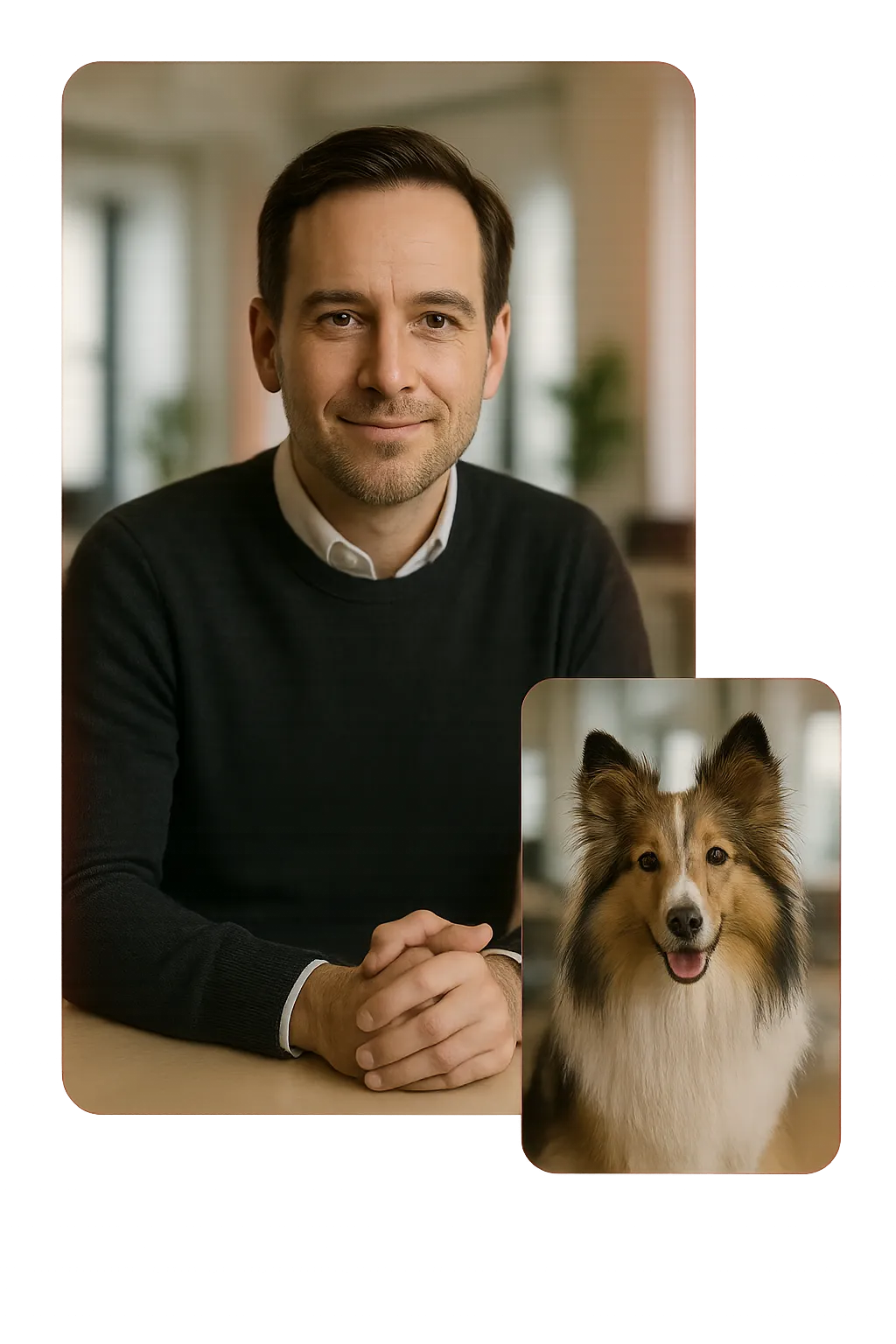 Sébastien Blanc, fondateur du Groupe Ometim, et sa chienne Vila