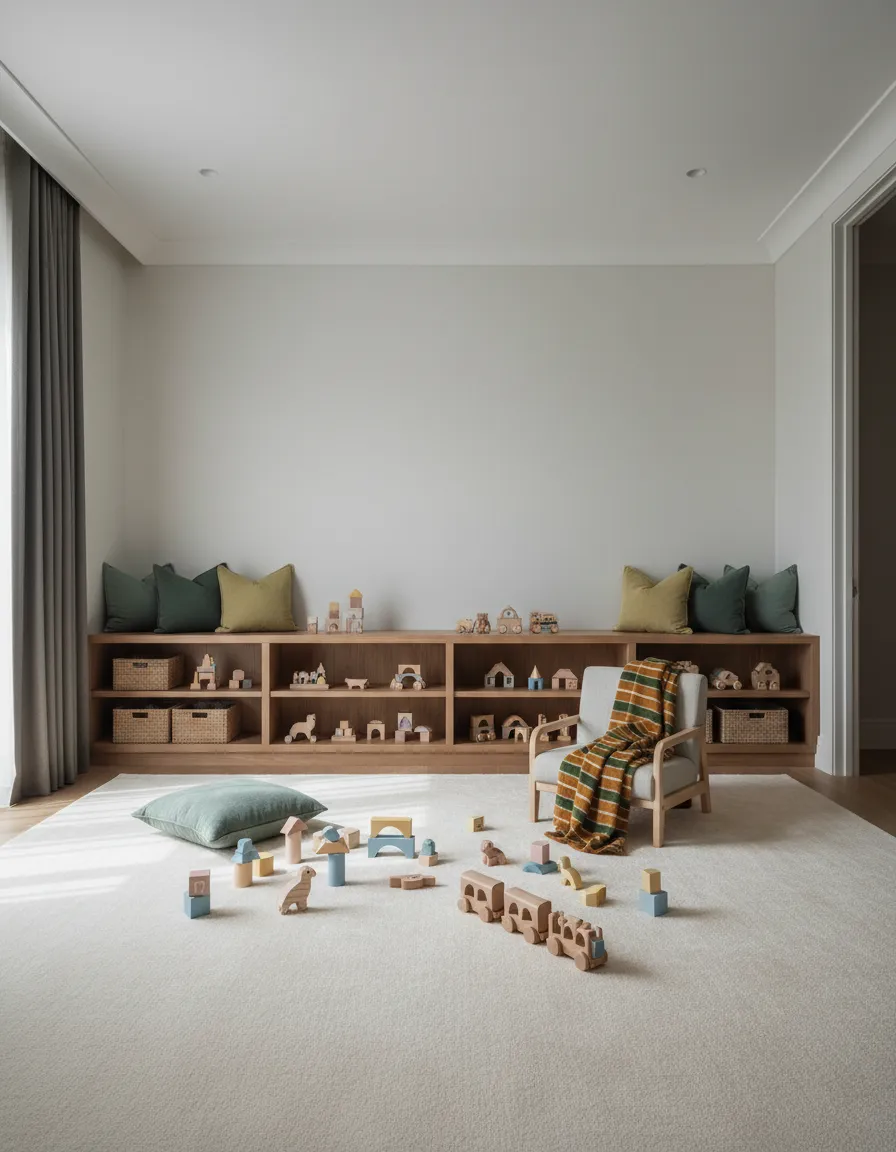 Safe and soft carpeted kids room