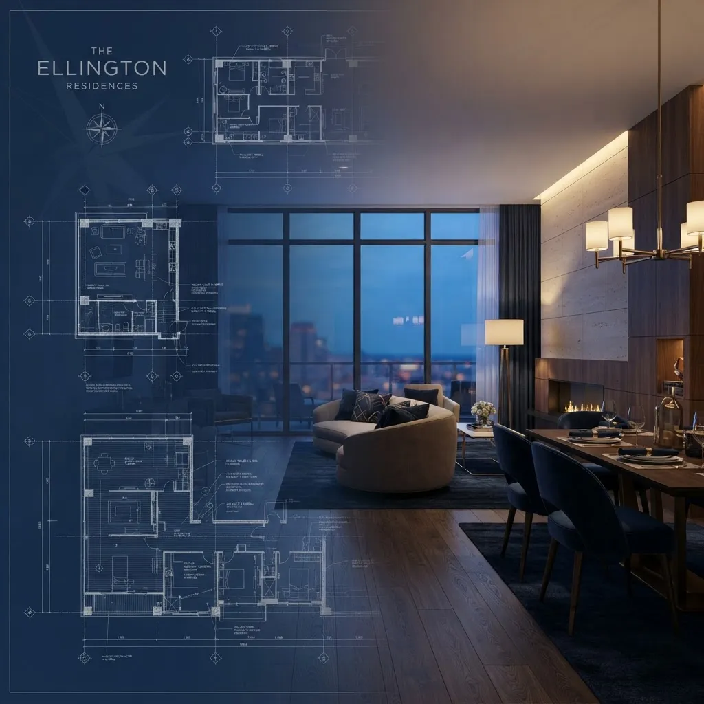 Arquitectura de pre-construcción premium con acabados de lujo al atardecer