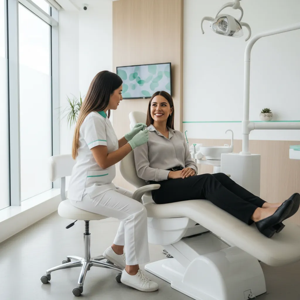 Paciente sonriendo en clínica dental Sonrisa Segura