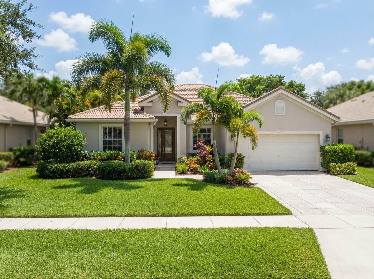 Inviting, well-maintained single-story South Florida home with clean driveway and fresh landscaping