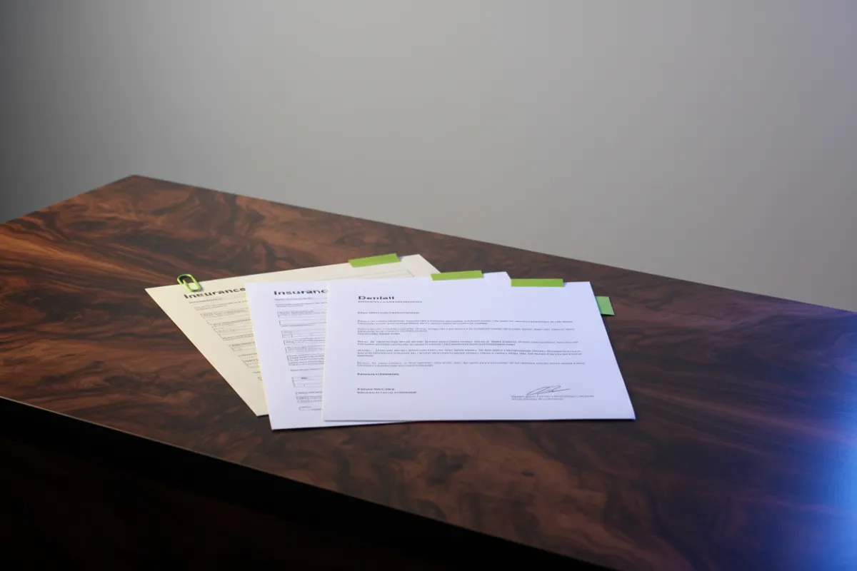 Insurance estimate and denial letter documentation