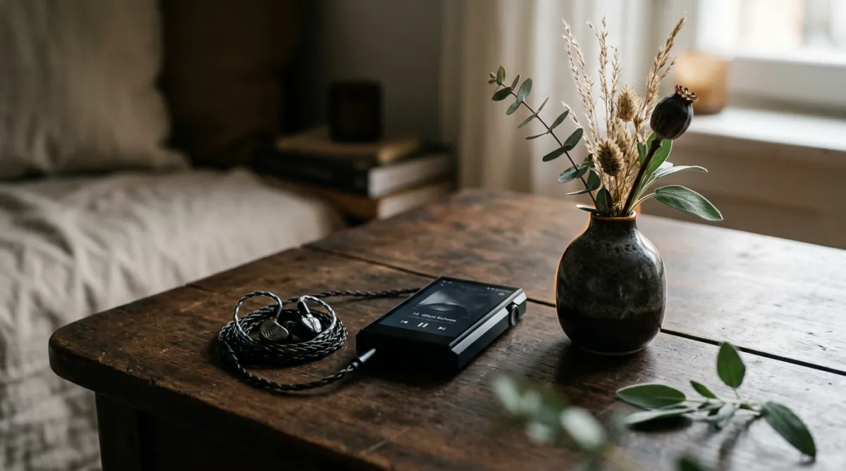 S.O.S. Reset audio player interface and soothing botanical setting