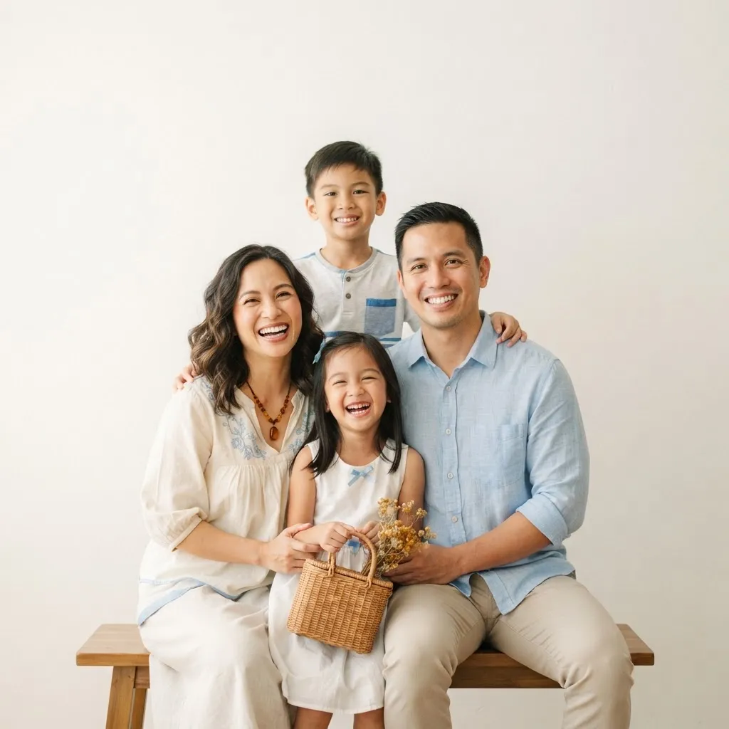 A happy, smiling family at Bright Smile Dental in Tarlac receiving gentle dental care