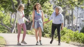 Three people walking