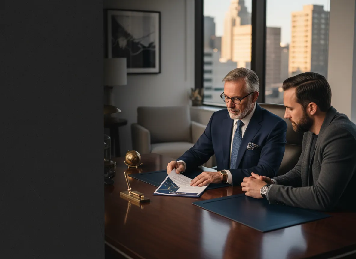 Insurance agent providing a personalized risk assessment to a commercial client