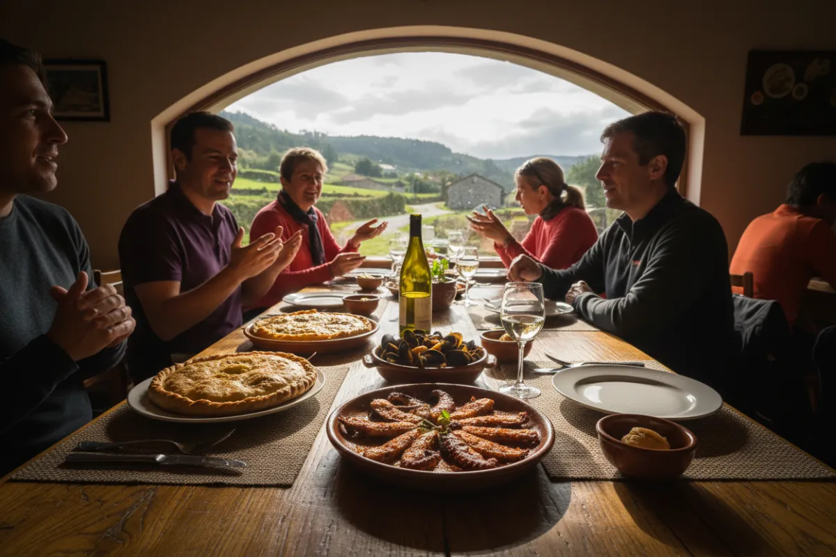 Lunch at a charming restaurant in Galicia along the Camino de Santiago