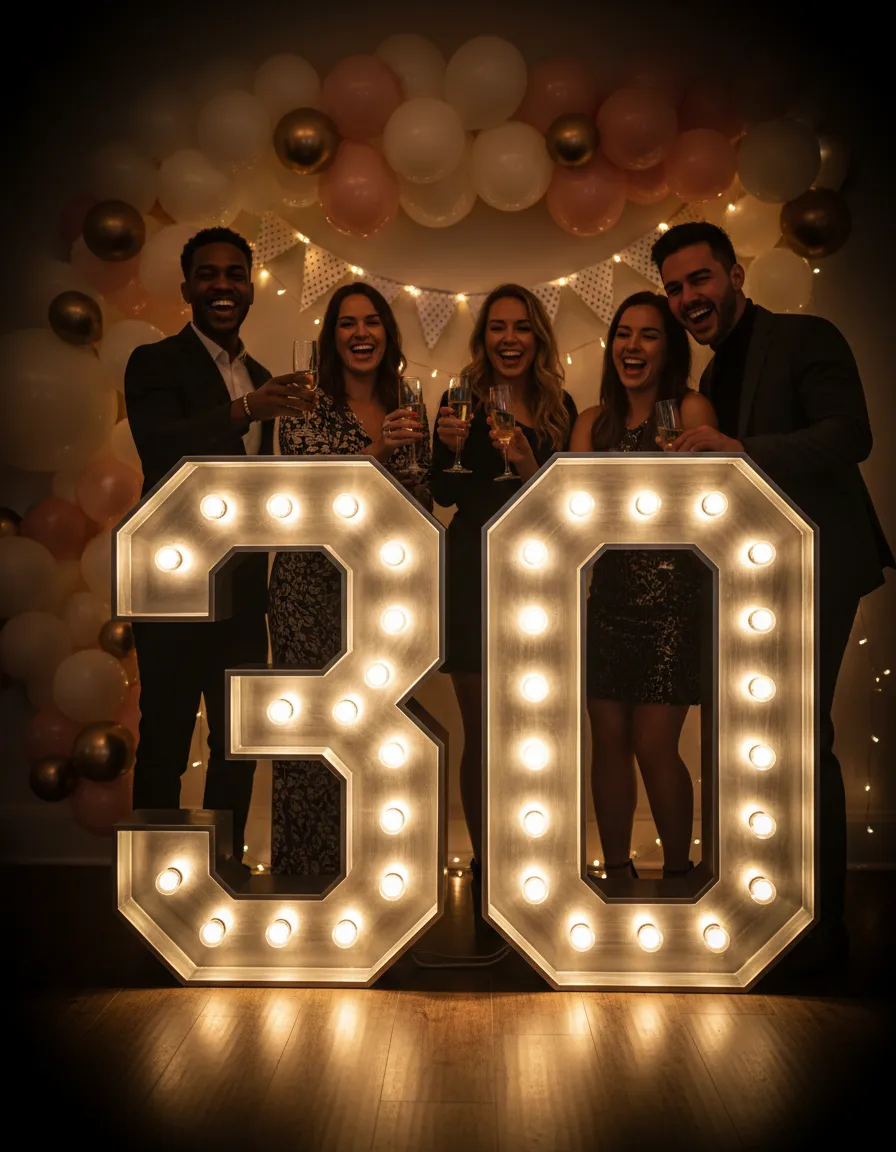 Giant marquee numbers for a milestone birthday in Pittsburgh