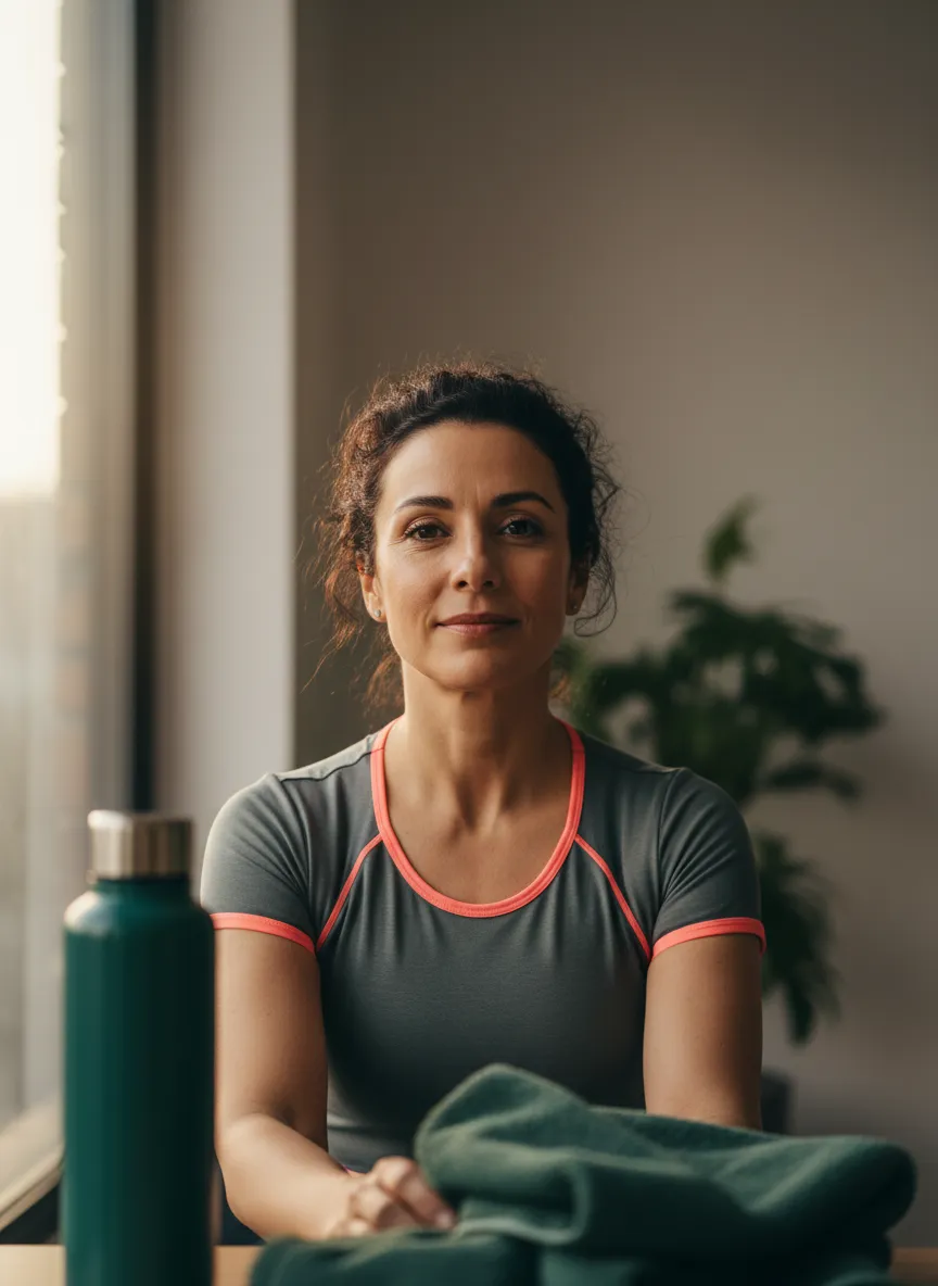 Woman taking a breather and looking hopeful