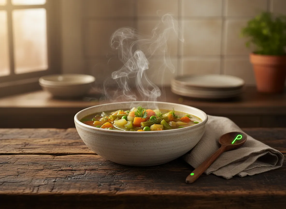 Warm healthy homemade soup for postpartum recovery