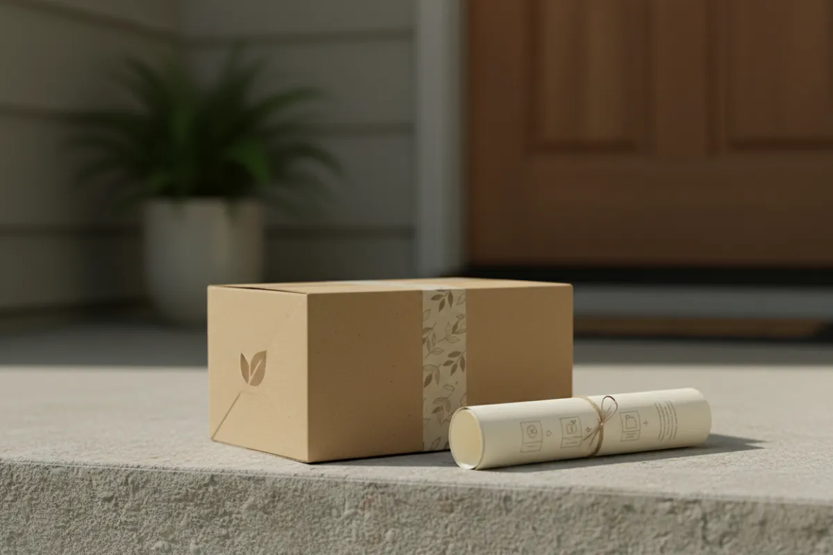 Discreet, branded package delivered to a doorstep