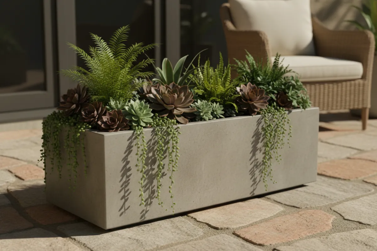 Custom planter installation and design in a Richmond Hill/Aurora residential front yard