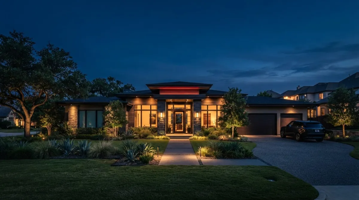 Modern luxury Texas residential architectural home representing Property and Casualty insurance portfolios