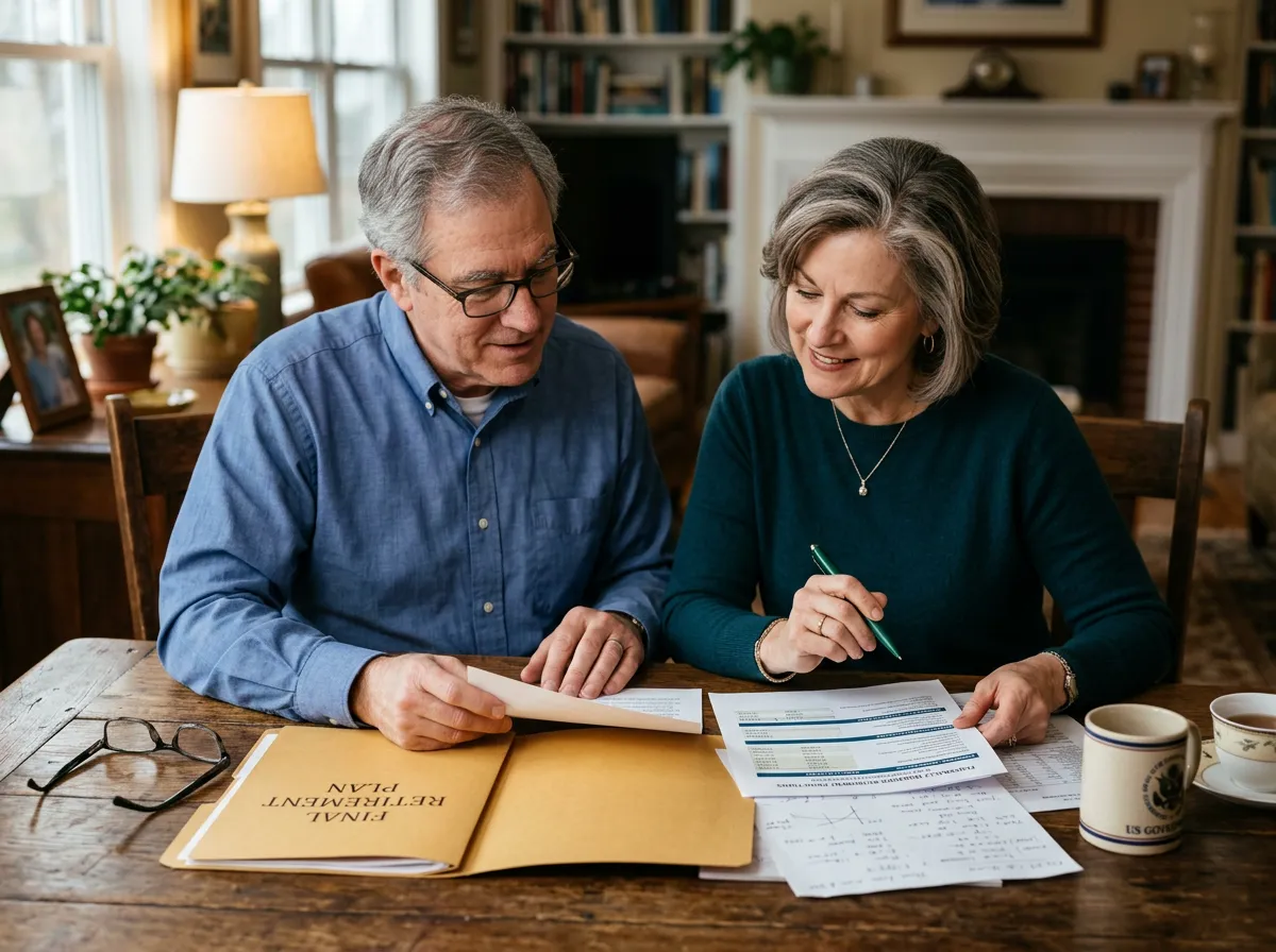 Federal civil service couple reviewing final retirement income projections