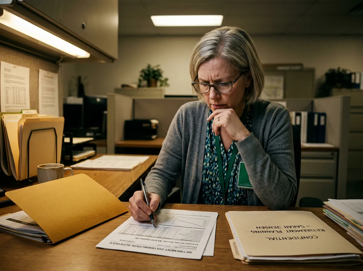 Federal civil servant looking stressed over retirement distribution schedule