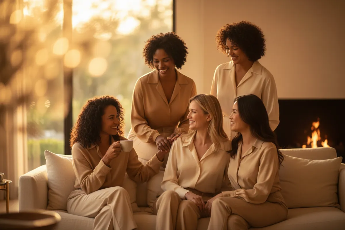 Women in a warm, elegant setting