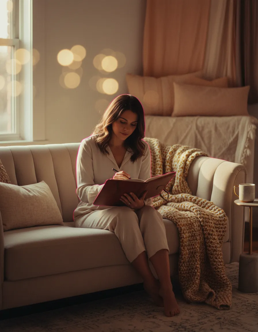 Woman journaling and anchoring her daily heartwork practices