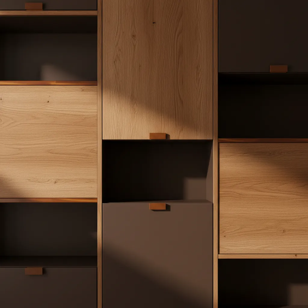Sleek wood and melamine contrast