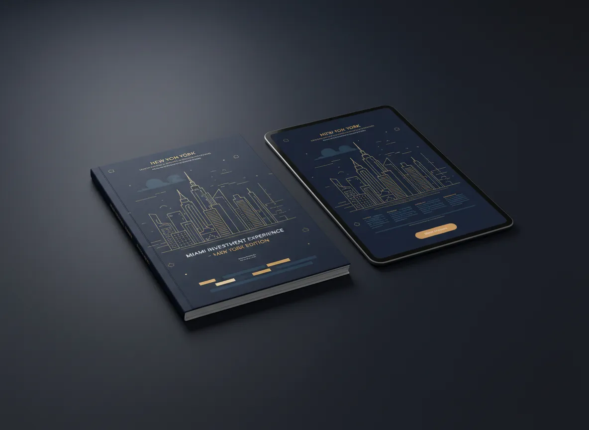 Maqueta de la guía 'Experiencia de inversión en Miami' para inversores de Nueva York