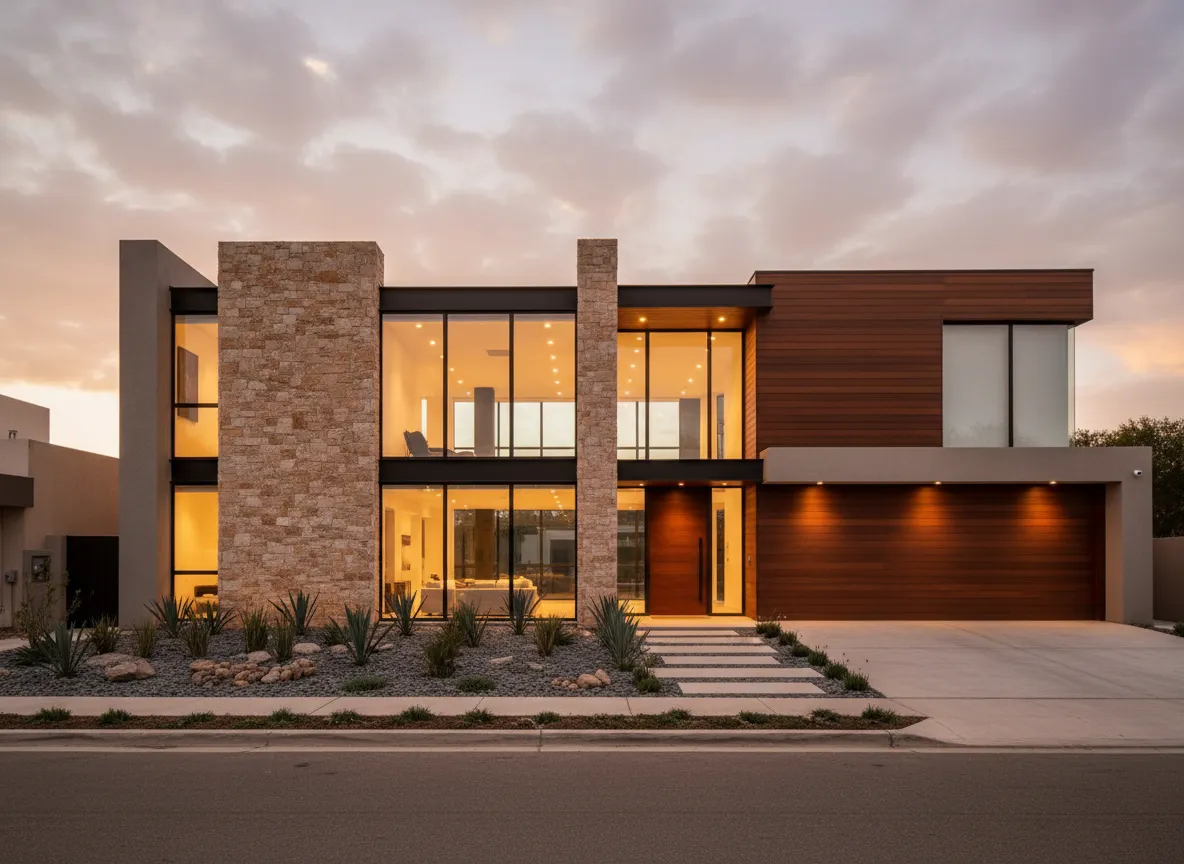 Residencia contemporánea con iluminación cálida