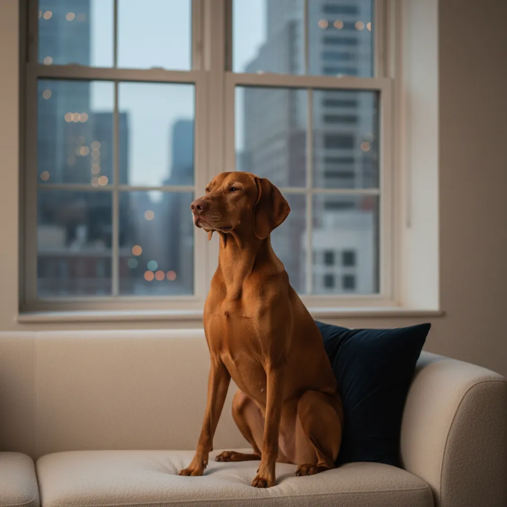 A dog looking completely calm and mentally quiet
